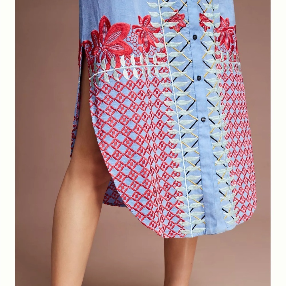 ANTHROPOLOGIE | Red Carter Palisades Embroidered Midi Dress Size M - Picture 3 of 13
